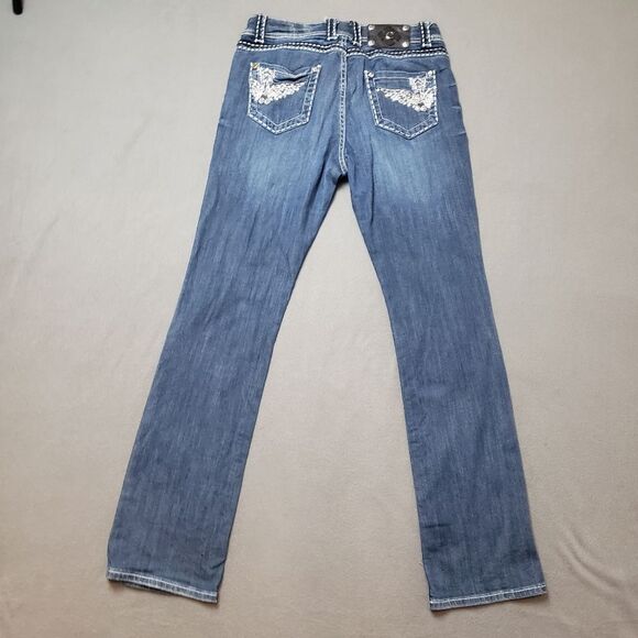 Cartise Denim medium-wash embroidered & beaded jeans. Size 10 - Picture 1 of 15